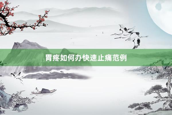 胃疼如何办快速止痛范例